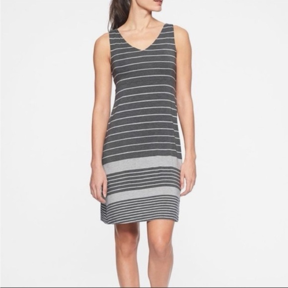 ATHLETA Santorini Striped VNeck Sleeveless Tank Mini Dress Modal/Spandex Size SP